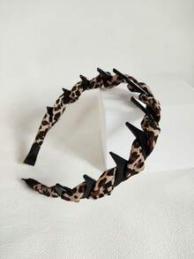 1件新款豹纹休闲时尚派对可爱性感街头优雅女士发箍，百搭经典四季女孩发饰 - 豹紋 - 查看 3