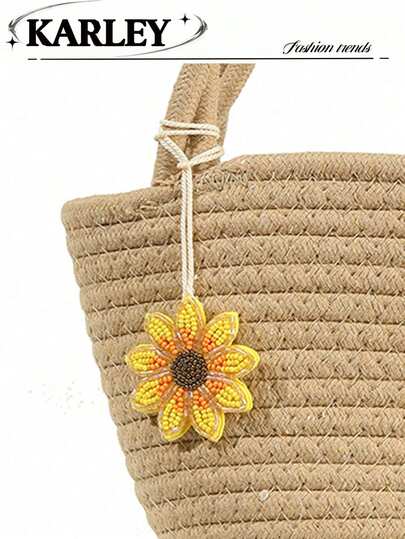 Sunflower Shell Handmade Beaded Charm, Versatile DIY Bag Accessory