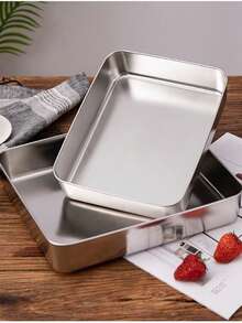 Stainless Steel Tiramisu Dish, Flat Square Tray, Rectangular Box With Lid, Steaming Cake Baking Tray, Serving Platter - Multicolor - View 4