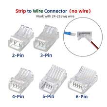 Conector de 2/3/4/5/6 polos para luces de cinta LED IP20 IP65 5050 3528 2835 de 8mm, 10mm y 12mm con abrazadera fijadora de conexión rápida a cable - Tira para cablear A - Ver 1