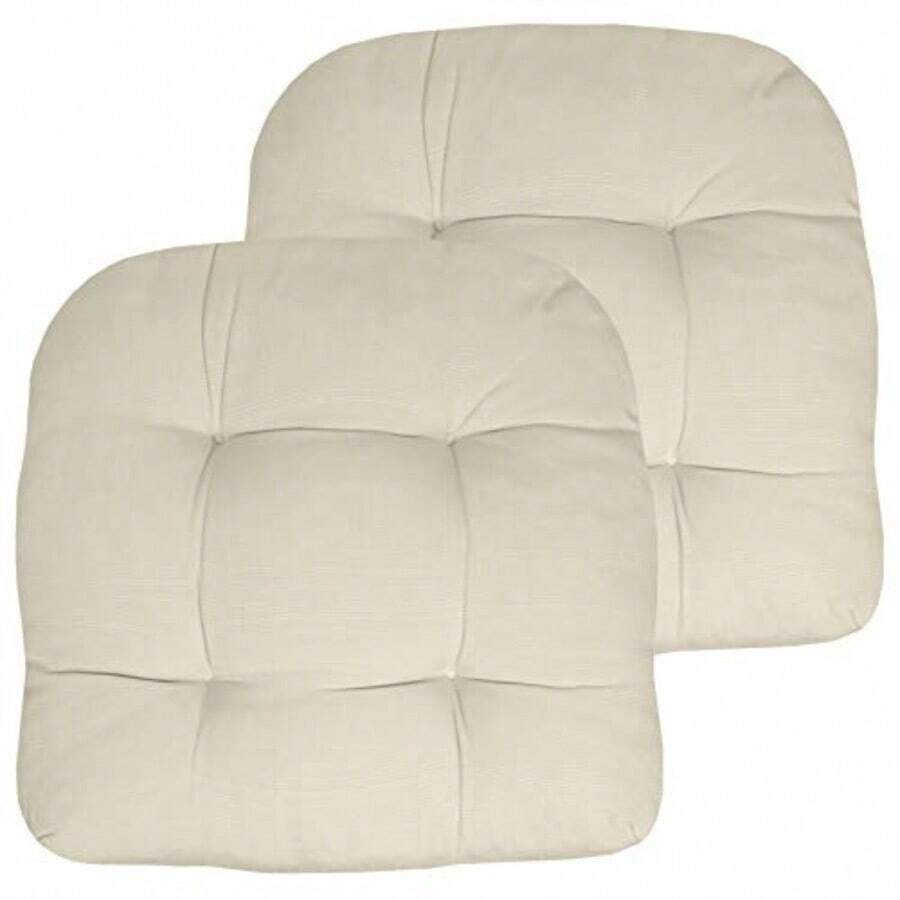 Sweet Home Collection - Cojines para silla de jardín relleno de fibra gruesa 19 x 19 pulgadas 2 unidades color crema - Crema - Ver 1