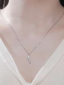 TEAMER 1 chiếc mặt dây chuyền hình quả ớt bằng thép không gỉ, họa tiết 3D, món quà sáng tạo dành cho bạn bè. - Chuỗi đơn giản - Xem 4