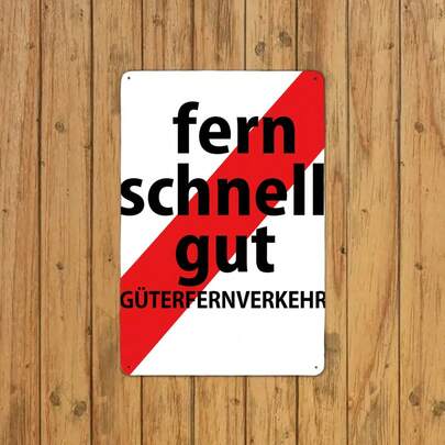 1个无框铁皮招牌，复古铁皮带磁铁，“Fern Quick Good Cult”标志，货运卡车交通墙饰，酒吧咖啡厅收藏礼品