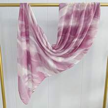1pc Tie-Dye Casual Polyester Printed Scarf, All Season - Lilac Purple - View 7