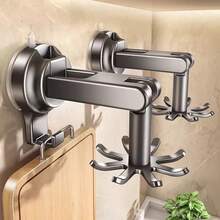 2 móc treo không cần khoan, siêu dính, thích hợp cho nhà bếp gia đình. Chất liệu: Nhựa ABS. - Bạc - Xem 2