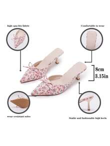 性感女士小猫跟鞋，尖头漆皮细高跟红色婚鞋，伴娘鞋，百搭优雅成熟女士后系带凉鞋 - 紅色 - 查看 4