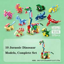 250+Pcs 10-In-1 Birds/Insects/Marine Life/Dinosaurs/Farm Animals Children's Educational Puzzle Building Blocks Set, Desktop Decor, Great Gift For Holidays, Birthdays - Multicolor - View 12