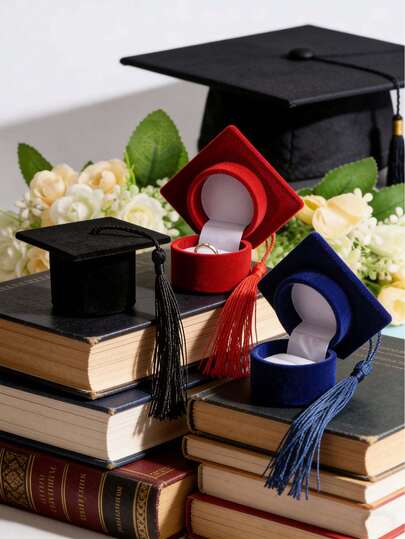 2026 Graduation Cap Shaped Jewelry Box, University Graduation Gift Box, Earring Necklace Storage Box, Available In 3 Colors. Ideal For High School/College Graduation Gifts, Class Rings, Graduation Souvenirs And Commemorative Jewelry Storage.
