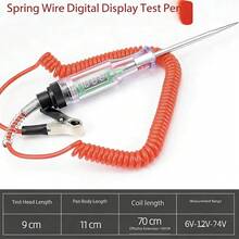 Multímetro automotriz con luz de prueba LED para reparación de automóviles, circuitos, fusibles y pruebas eléctricas, con pantalla digital - Rojo - Ver 2