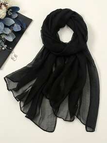 1pc Women's Solid Color 30D Chiffon Scarf, Fashionable Breathable Lightweight, Women Scarf, Suitable For All Seasons To Match Dresses,Beach,Holiday - Multicolor - View 16