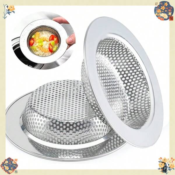 2 Pcs Kitchen Sink Strainer Stainless Steel For Most Kitchen Sink Drain Basket, Sink Strainers For Kitchen Sinks With Large Wide Rim 4.5" Diameter
