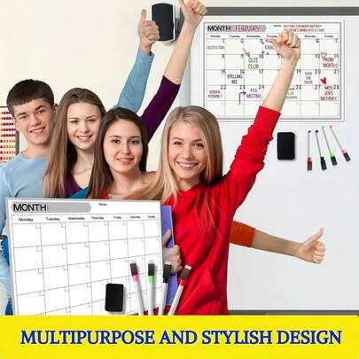 1pc Magnetic Fridge Sticker Whiteboard Erasable Soft Whiteboard Sticker Memo Note Weekly Planner Calendar Reminder Tool Magnetic Rubber Fridge Calendar - Drye Monthanner - Easy To Clean, No Residue Magnetic Fridge Calendar, Perfect For Fridge, Erasable Calendar, With Weekly And Monthly Design, Perfect For Organizing E, Office Or Kitchen, Monthly