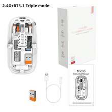 Ratón inalámbrico transparente M233 de 3 modos, 2.4G inalámbrico y BT5.1, batería recargable de 500mAh, silencioso - Ver 20