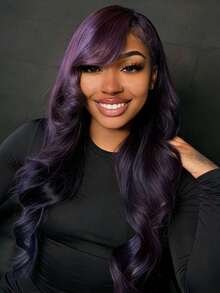 Dark Purple Loose Wave Lace Front Wigs Human Hair No Shedding And  13x4 HD Transparent Violet Purple Glueless Wigs Human Hair Pre Plucked With Baby Hair 250 Density Body Wave Brazilian Virgin Lace Frontal Human Hair Wigs For Women - 深紫色 - 查看 1