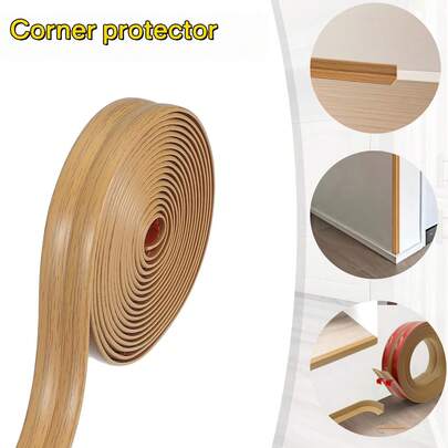 1PC 3metersx2cm Wall Corner Protector Self Adhesive Wall Corner Guard Edge Protector Flexible Peel And Stick Molding Trim For Ceiling Countertop, Yellow Oak Grain