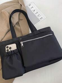 1 pieza Bolso de tela de nailon casual con múltiples bolsillos y cierre de cremallera para mujer, para uso diario - Multicolor - Ver 8