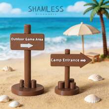 SHAMLESS 1:12 Scale Outdoor Camping Game Road Sign Model, Campsite Entrance/Outdoor Game Area Directional Arrow Sign Pole, Suitable For Dollhouse Outdoor Scene, Mini Camping Decor, DIY Micro Landscape Props - Direction Arrow Post_1pc - View 10