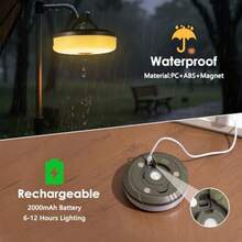 2Pack Camping String Lights 4-in-1 Quick Storage Camp Light 8Mode 32.8FT Hanging Tent Lights Rechargeable Camp Lamp As Camping Essentials Gear Waterproof LED Lantern for Hiking Travel Patio Party - Blanco - Ver 5