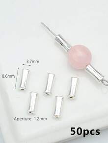 50个混合合金花形珠帽，三叶草、桃花、雪花图案，DIY珠宝制作配件 - 彩色 - 查看 6