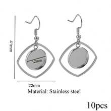 Bộ 10 móc tai bằng thép không gỉ mạ vàng 18K hình trái tim, hình tròn và hình ngôi sao, kèm chốt cài kiểu lồi 12mm, dùng để tự làm khuyên tai và trang sức. - khay đựng bông tai - Xem 9