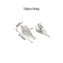 10个/包 不锈钢叶子、树、三叶草、菱形耳钩，简约时尚不褪色耳环配件，DIY珠宝制作耳环组件 - 附吊耳釘 - 查看 15