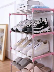 1 buah Rak Sepatu Kecil 5 Tingkat yang Dapat Ditumpuk, Cocok untuk Pintu Masuk, Lorong, dan Lemari, Pengorganisasi Penyimpanan Sepatu Hemat Ruang - Berwarna merah muda - View 6