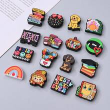 10 hạt silicon hoạt hình hỗn hợp, hạt dẹt mềm theo phong cách Mỹ, với các họa tiết chó, mèo, bướm, mũ, bút chì, thông điệp truyền cảm hứng, trái tim, sách. Có thể dùng để tự làm nam châm tủ lạnh, nhãn dán hành lý, vòng tay, vòng cổ, phụ kiện túi xách và các dự án thủ công khác. - Nhiều màu - Xem 4