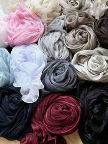 1 Pc Solid-Color Crepe Wrap Hair Hijab, Prayer Headscarf Long Robe, Multipurpose Hair Accessory, Lightweight Shawl - Multicolor - View 6