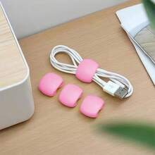 10pcs Minimalist Multi-Function Wire Winders, Data Cable, Earphone, Charging Cable Organizer, Portable Winding Holder - Baby Pink - View 8