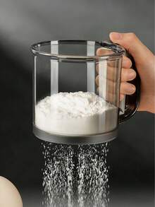 1个半自动面粉筛 - 细网烘焙工具，手持式细网面粉筛，家用烘焙工具，面粉筛杯，制作光滑面团和蛋糕糊的必备品，耐用的厨房和餐饮用品，节日烹饪必备，现代厨房用具，耐用材质 - 查看 3