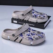 Sandalias de hombre con estampado de graffiti, cómodas, versátiles y transpirables - Gris - Ver 5