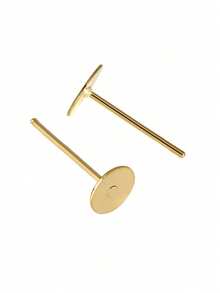 20pcs/Set Gold Stainless Steel Flat Earring Studs, Stainless Steel Earring Backs, Hypoallergenic DIY Earring Findings - Yellow Gold - View 5