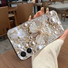 Pearl Butterfly & Pearl Pattern Phone Case Compatible With IPhone 17, 17 Air, 16, 15, 14, 13, 12, 11 Pro Max, X, XS, XR, XS Max, 7, 8, 6, 6S Plus. Cartoon Transparent Anti-Fall Fashionable Shock-Proof Soft Shell. Transparent Phone Case, Perfect Gift For Friends And Family. Full Coverage TPU Phone Protective Case - Clear - View 2