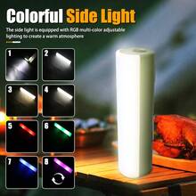 1个可充电手持式手电筒 RGB彩色露营泛光灯户外长效应急手电筒 - 款式A - 查看 7