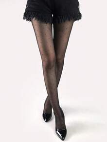 Ultra-Thin Diamond Grid & Polka Dot Silver Thread Pantyhose, Sexy Slimming Stockings, High Elasticity & Snag Resistant - Multicolor - View 4