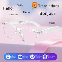 Nuevas gafas inteligentes de traducción de idiomas de inteligencia artificial, con micrófono incorporado, altavoces estéreo duales, control de música y llamadas inalámbricas, control de cámara, conversación por voz, asistente de voz de IA, gafas de audio - Ver 10