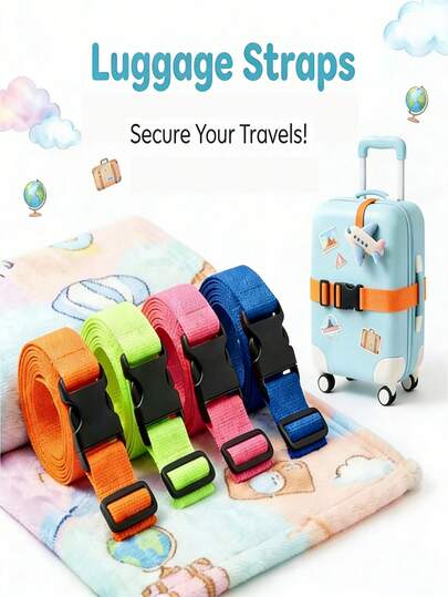 Luggage Strap - Quick Release, Anti-Theft Suitcase Strap | Durable Polyester Material | Suitable For Air Travel, Camping And Business Trips | Adjustable, Easy To Clean, Lightweight Design