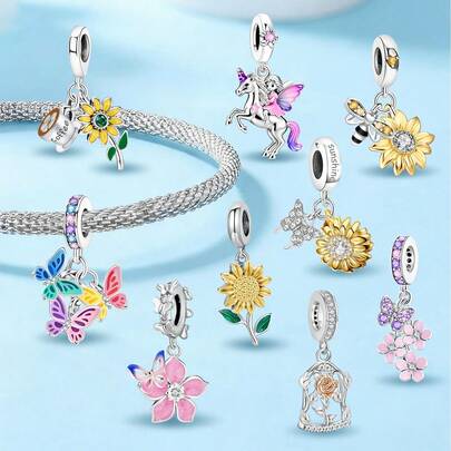 1pc Butterfly & Daisy Beaded Decor, Suitable For DIY Bracelet, Necklace And Other Jewelry, Great Gift For Women And Girls