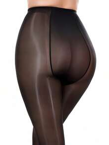 Medias negras de obsidiana con brillo - Tejido suave y brillante que se ajusta a la figura, capa base elegante para citas románticas y ocasiones especiales - Negro - Ver 4