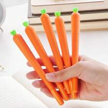 10pcs/Set Cute Cartoon Simulated Radish/Carrot Rabbit Neutral Pens, 2 Styles Available, High-Quality Student Stationery, Creative Personalized Holiday Gift Black Ink Pens, Suitable For Students - Back To School Season - Sets - View 5