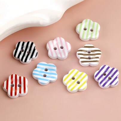 20/40 stuks 1,2 cm/0,47 inch schattige cartoon kleurrijke gestreepte bloemvormige knopen met 2 gaatjes, hars plastic knopen, geschikt voor kledingaccessoires zoals jurken, jassen, shirts, truien, poppen en telefoonhoesjes.