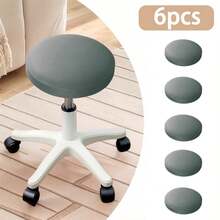 1/4/6件装圆形吧台凳套，防水弹力可拆卸坐垫套 - 彩色 - 查看 19