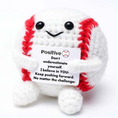 1pc Mini Uplifting Baseball Gift, Knitted Baseball Crochet Toy, Comes With Positive Energy Card, Creative Cute Inspirational Souvenir, Suitable For Children, Boys, Men, College Students, Team Members
