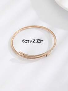 1件简约时尚不锈钢手链 时尚饰品配饰 夏季度假海滩派对街头饰品 - 金色 - 查看 4