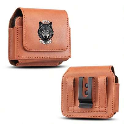 1 Bolsa de cintura plegable para hombre con patrón de cabeza de lobo y "Stay Strong", adecuada para múltiples modelos de teléfonos plegables, apta para familia/Día del Padre/Acción de Gracias/Cumpleaños!