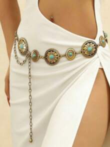 Vintage Elegant Handmade Iron Waist Chain - Gold - View 2