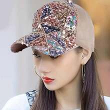 Teettartee 新款歐美時尚彩色亮片棒球網格帽，可調節帽圍，嘻哈防曬帽海灘鴨嘴網格帽，適合戶外休閒、娛樂、旅行 - 彩色 - 查看 12