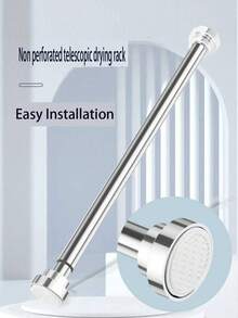 26.77-109 Inch (Approx. 68-277 Cm) Adjustable Spring Tension Curtain Rod, Rustproof Non-Slip Shower Curtain Rod, Suitable For Bathroom, No Drilling Required, Never Fold, Easy To Use, Silver - B - View 7