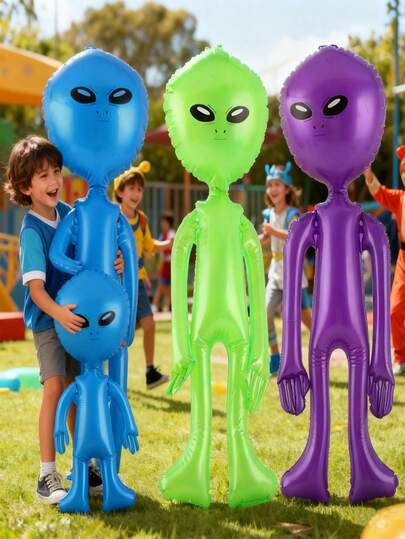 3pcs Inflatable Alien Decorations, Suitable For Space Party, UFO Themed Spaceship Party, Birthday, Halloween, Easter, Christmas Home Decor, Pool Party, Birthday Party, Alien Themed Party, Mother's Day, Graduation Ceremony