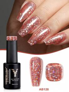 YOKEFELLOW 10毫升闪粉凝胶指甲油，夏季粉色、蓝色、绿色、橙色闪粉假日美甲闪亮脚趾甲亮泽指甲油可卸UV/LED家用DIY美甲沙龙礼品 - 彩色 - 查看 10